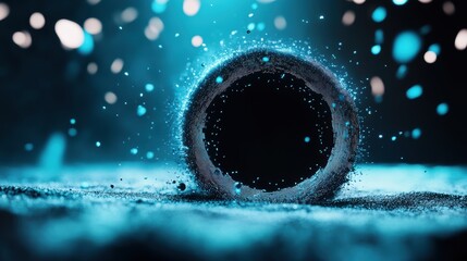 A magical portal, swirling with code and digital particles, opens into a surreal fantasy world, a bridge between the real and the imagined.