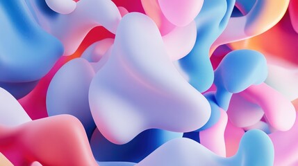 Poster - Dynamic 3D render featuring abstract floating shapes in a captivating background