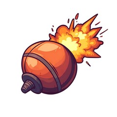 Wall Mural - Cartoon bomb with a lit fuse in a comic style on a white background.