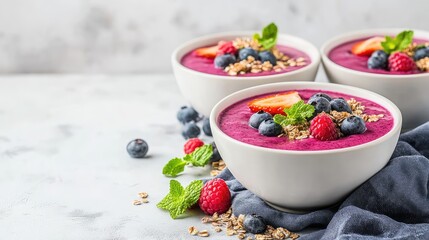 Poster - Colorful Berry Smoothie Bowls with Toppings