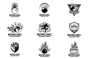 bowling sports logo vector , creative bowling logo design template
