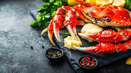 Sticker - Freshly Caught Crab on a Dark Slate Background