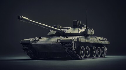 A military tank isolated on a gray background.