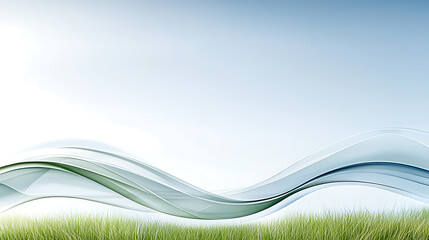 Poster - Dynamic harmony an abstract representation of flowing energy merging with lush green elements in nature's canvas
