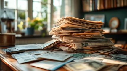 Everyday Expenses, a close-up view of scattered receipts on a table, capturing the essence of daily financial management and budgeting struggles