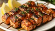 © addymawy - Grilled Salmon Skewers with Parsley and Lemon Wedges