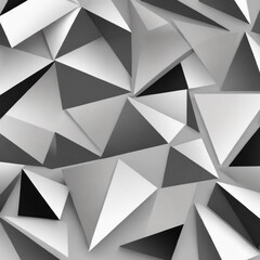Poster - Abstract design featuring interlocking triangles creating a three-dimensional effect with shades of gray. Modern and artistic representation of geometry