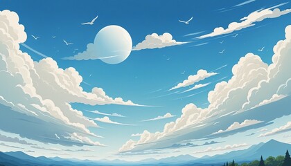 Canvas Print - Celebrating Clean Air: A Vibrant Landscape with Blue Skies and Fluffy Clouds