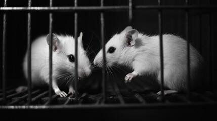 Two White Rats in a Cage