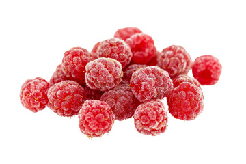 Aufkleber - Frozen Raspberries: A closeup of vibrant red raspberries coated in frost, their delicate texture and juicy appearance capturing the essence of winter freshness.  
