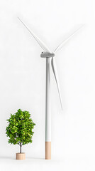 White wind turbine isolated on white background