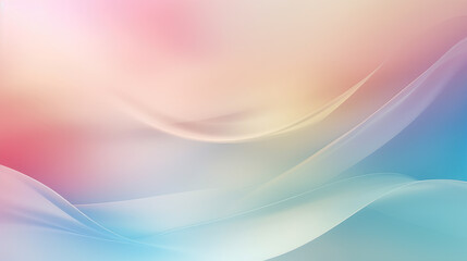 Poster - Soft pastel waves in a gradient of colors create a serene and fluid background art suitable for a calm and artistic touch in designs.