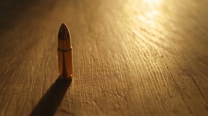 Wall Mural - a bullet on the wooden table