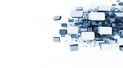 Poster - abstract 3d square background technology digital futuristic design