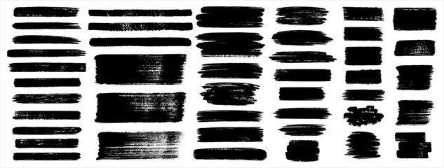Poster - Brush hand drawn vector strokes, paint stains, artistic textured backgrounds, text frames. Big set, collection. Grungy rectangles, freehand wide stripes, lines, uneven shapes, rough edges and texture.