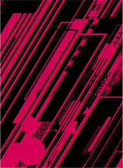 Poster - Abstract geometric pattern with black and pink diagonal lines.