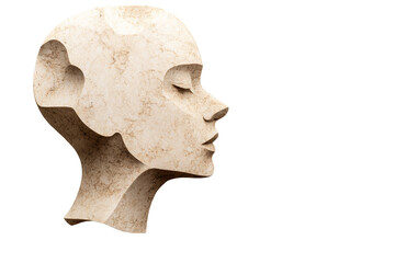 Poster - Sculpture of a human head in profile view, showcasing intricate details and smooth marble texture.