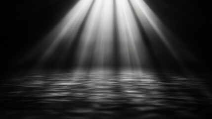 Aufkleber - A gentle white ripple light descends from the top of the frame, illuminating a dark area with its soft glow while casting shimmering reflections on the surface below
