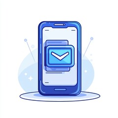 Poster - Smartphone with notification icon, digital communication concept, isolated on white background.