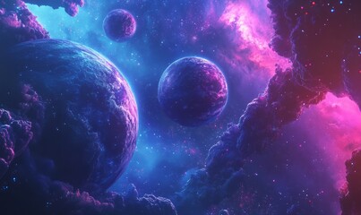 Wall Mural - abstract planets and space background
