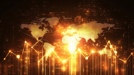 Poster - A glowing globe with lines and numbers surrounding it