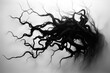 © N0X - Abstract black tendrils intertwine against a light background, creating a striking visual contrast and a sense of movement.