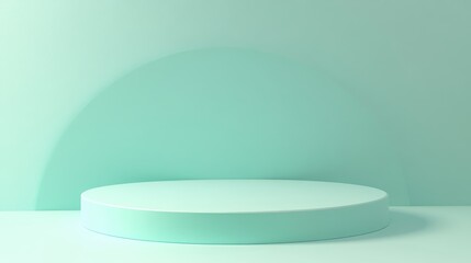 Poster - abstract pastel teal and gradient cyan background with mint green table for product display turquois