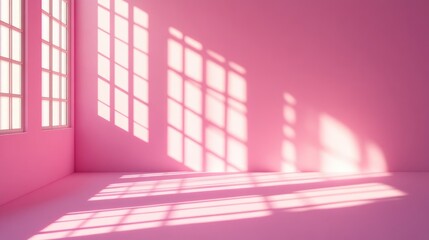 Poster - abstract pink studio backdrop ideal for product showcase features empty space with window shadows pr