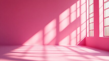 Poster - abstract pink studio backdrop ideal for product showcase features empty space with window shadows pr