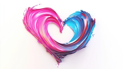 Poster - 3d rendering of an abstract brush stroke featuring a creative smear effect paint splash in heart sha