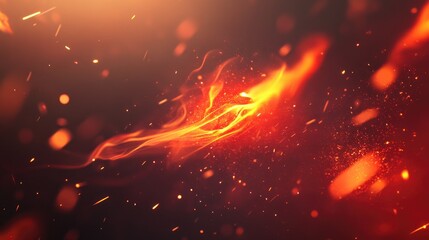 Poster - abstract background featuring realistic fire flames with burning red hot sparks flying embers and sm