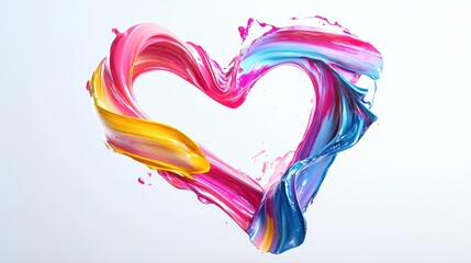 Poster - 3d rendering of an abstract brush stroke featuring a creative smear effect paint splash in heart sha
