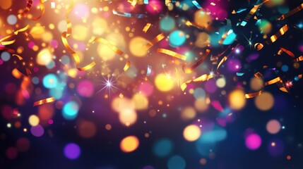 Poster - Abstract background featuring shimmering lights and scattered confetti elements
