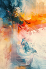 Wall Mural - vertical abstract artwork with medium-density color splashes, dynamic brushstrokes, and layers of te