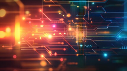 Poster - Abstract illustration featuring a futuristic technology background with luminous effects and design elements