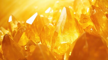 Poster - 3d rendering featuring a yellow crystal backdrop illuminated by reflections of golden light