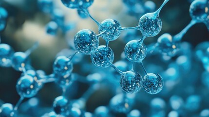 Fototapete - Abstract background featuring a blue molecular structure