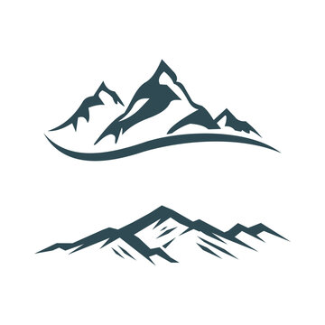 monochrome mountain illustration suitable for poster or website design