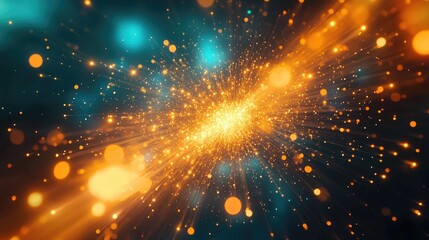 Poster - abstract particles in motion within a sci fi space theme background