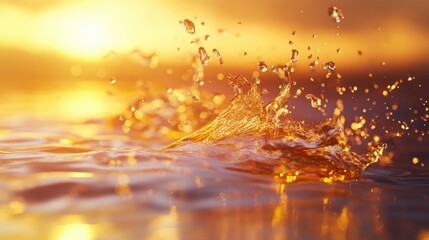 Poster - abstract background featuring water splashes created through 3d rendering techniques
