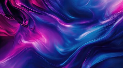 Poster - Abstract fluid art texture featuring a vibrant mixture of blue purple and pink paints Fluid acrylic design ideal for interior decor and posters showcasing dynamic paint flow and splashes