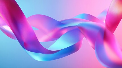Poster - abstract 3d animation featuring a vibrant neon background with pink and blue ribbons