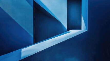 Poster - abstract blue background featuring minimal geometric shapes and shadows representing a contemporary 
