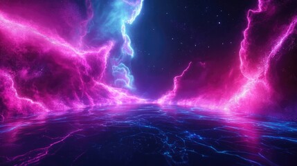 Poster - abstract background of the aurora borealis featuring the northern lights and cosmic phenomena with n