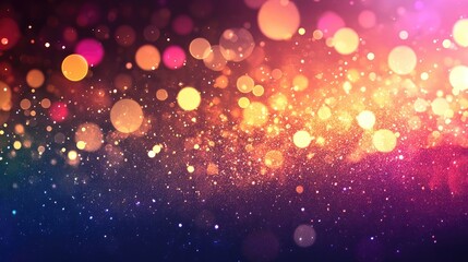 Poster - Abstract bokeh glitter background featuring shiny circles creating a modern design overlay with sparkling elements