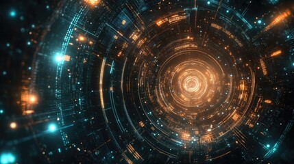 Fototapete - Abstract digital background showcasing futuristic technology innovative design and cyber space elements with an emphasis on data visualization and creative tech concepts