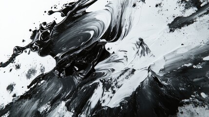 Poster - abstract monochrome paint splashes and brush patterns