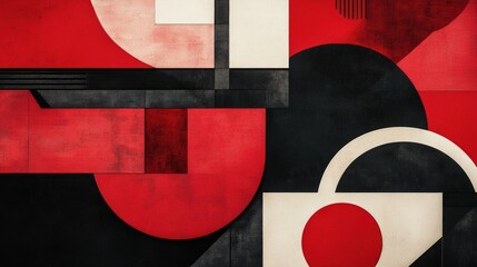 Poster - Abstract art background featuring red black and white geometric shapes perfect for contemporary design digital artwork and creative endeavors