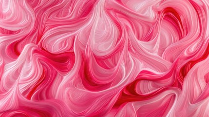Poster - Acrylic fluid art featuring intertwining pink and red waves Abstract swirling texture and background design