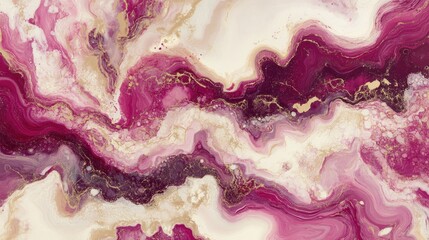 Poster - abstract fluid design in shades of magenta pink and cream